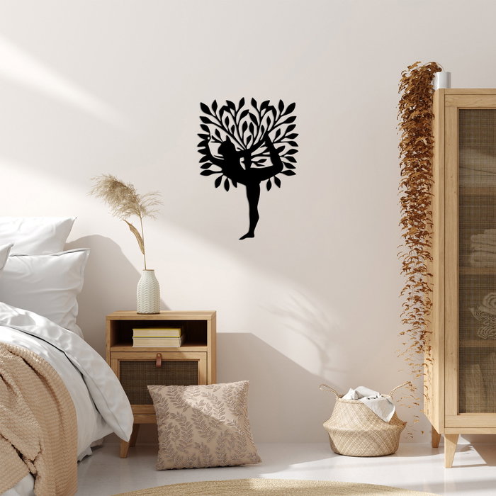 Wallity Yoga 2 Escultura de pared de metal negra